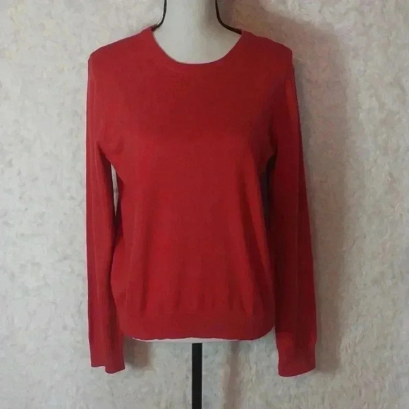 Red Silk/Blend Sweater Size L - Picture 1 of 4